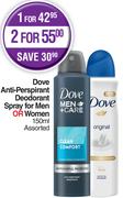 Dove Anti Perspirant Deodorant Spray For Men Or Women Assorted-150ml