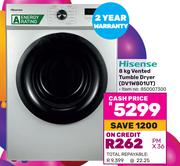 Hisense 8Kg Vented Tumble Dryer DV1W801UT