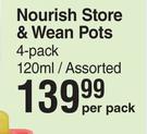 Vital Baby Nourish Store & Wean Pots 4 Pack Assorted-120ml Per Pack