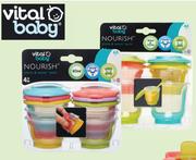 Vital Baby Nourish Store & Wean Pots 4 Pack Assorted-120ml Per Pack