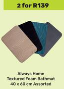 Always Home Textured Foam Bathmat 40 x 60cm Assorted-For 2