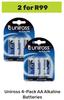 Uniross 4 Pack AA Alkaline Batteries-For 2