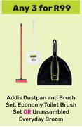 Addis Dustpan And Brush Set, Economy Toilet Brush Set Or Unassembled Everyday Broom-For Any 3