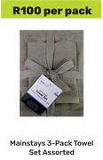 Mainstays 3-Pack Towel Set Assorted-Per Pack