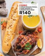 1 x Whole Rotisserie Chicken, 1 x Soup Assorted 1L, 1 x Roasted Onion Bread-Combo