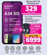 Samsung Galaxy A34 5G Smartphone-On 1.2GB Red Top Up Core More Data