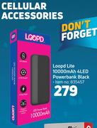 Loopd Lite 10000 Mah 4 LED Powerbank Black