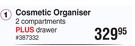 Cosmatic Organiser 2 Compartments Plus Drawer