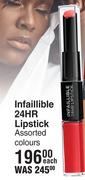 L'Oreal Infaillible 24HR Lipstick Assorted Colours-Each