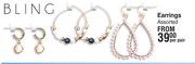 Bling Earrings Assorted-Per Pair 