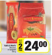 Fatti's & Moni's Macaroni Or Spaghetti-For 2 x 500g