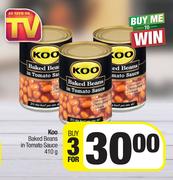Koo Baked Beans In Tomato Sauce-For 3 x 410g