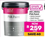 Simple Choice White PVA Paint-20Ltr