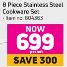 Zellini 8 Piece Stainless Steel Cookware Set-Per Set