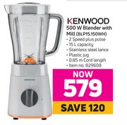 Kenwood 500W Blender With Mill BLP15.150WH