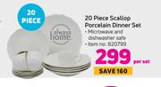 Always Home 20 Piece Scallop Porcelain Dinner Set-Per Set