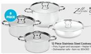 Zellini 12 Piece Stainless Steel Cookware Set-Per Set