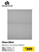 Design House Sheer Blind Grey-600mm x 1.6m
