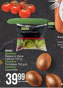 Spar Freshline Season's Value Lettuce 120g, Freshline Tomatoes 750g & Freshline Cucumber-Per Combo