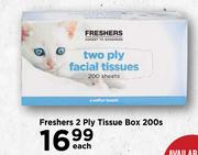 Freshers 2 Ply Tissue Box-200s Each