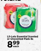 Lil-Lets Essential Scented Or Unscented Pads-8s Each