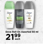 Dove Roll On Assorted-50ml Each