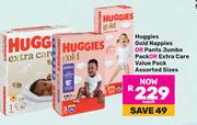 Huggies Gold Nappies or Pants Jumbo Pack Or Extra Care Value Pack (Assorted Sizes)-Each