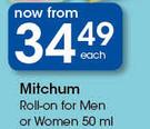 Mitchum Roll On For Men Or Women-50ml Each