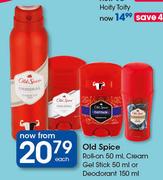 Old Spice Roll On-50ml,Cream Gel Stick-50ml Or Deodorant-150ml Each