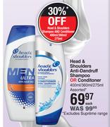 Head & Shoulders Anti Dandruff Shampoo Or Conditioner Assorted-400ml/360ml/275ml Each