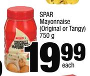 Spar Mayonnaise(Original Or Tangy)-750g Each