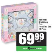 National Stationery Pink Floral Tea Set (11 Piece)-Each