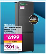Hisense 264L Botom Mount Freezer Fridge H370BIT