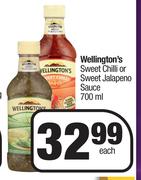 Wellington's Sweet Chilli Or Sweet Jalapeno Sauce-700ml Each