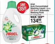 Ariel Auto Concentrated Washing Liquid 2L Or 3 In 1 Automatic Washing Pods 21 x 27g Pds-Each