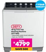 Defy 18Kg Twin Tub Washing Machine DTT180