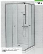 Shower Door Corner Entry Chrome With Clear Glass W90cm x D90 x H185cm 81474880