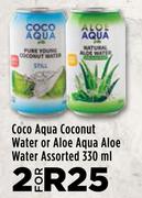 Coco Aqua Coconut Water Or Aloe Aqua Aloe Water Assorted-For 2 x 330ml