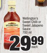 Wellington's Sweet Chilli Or Sweet Jalapeno Sauce-700ml Each