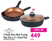 Home Living 2 Pack Non Stick Frying Pan Set 5L Saute Pan-Each