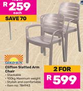 Gold Sun Clifton Slatted Arm Chair-For 2