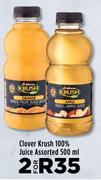 Clover Krush 100% Juice Assorted-For 2 x 500ml