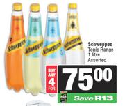 Schweppes Tonic Range Assorted-For 4 x 1L