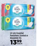 Lil-Lets Essential Pantyliners Scented Or Unscented-25s Each