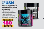 USN Qhush Hyperdrive Pre-Workout Assorted-For Any 2 x 105g
