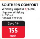 Southern Comfort Whiskey Liqueur Or Lime Liqueur Whisky-750ml Each