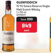 Glenfiddich 15 YO Solera Reserve Single Malt Scotch Whisky-750ml
