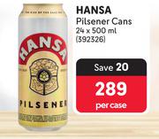 Hansa Pilsener Cans-24 x 500ml