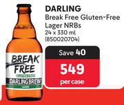 Darling Break Free Gluten Free Lager NRB's-24 x 330ml Per Case