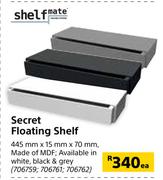 Shelfmate Secret Floating Shelf 445mm x 15mm x 70mm-Each